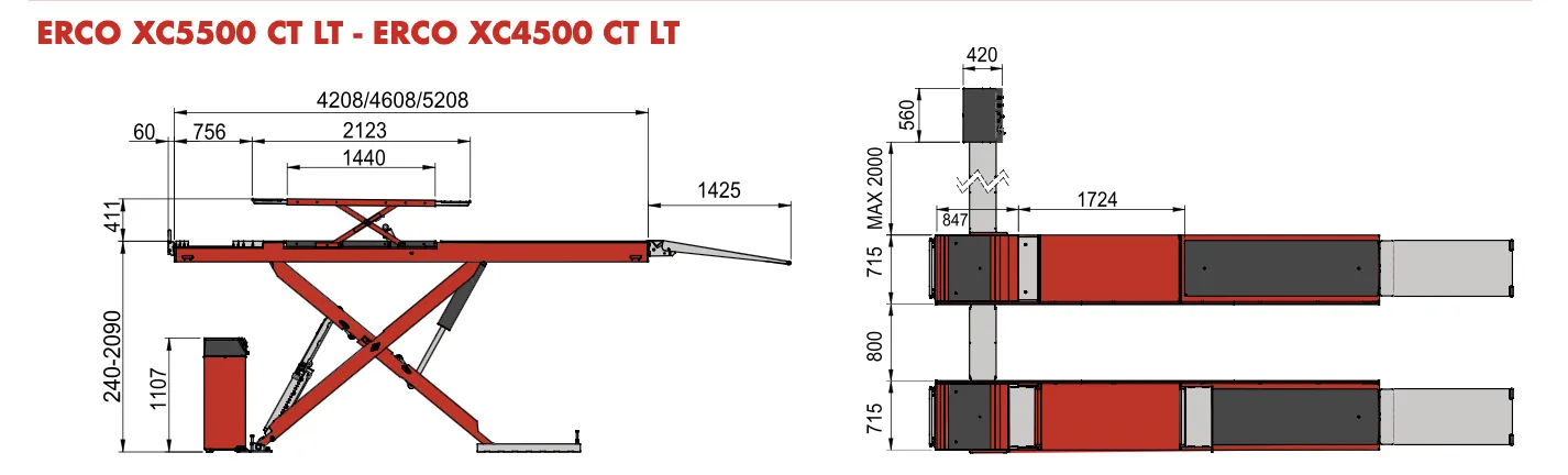ERCO XC5500 외형 치수